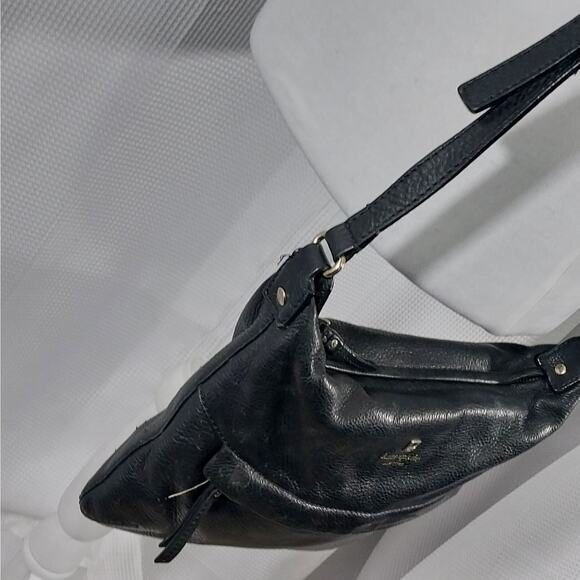 KATE SPADE! BLACK PEBBLED GENUINE LEATHER LOGO FRONT CROSSBODY, SHOULDER BAG! - Picture 8 of 13